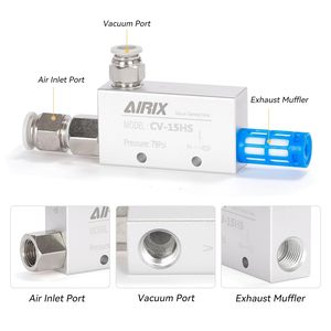 เครื่องกำเนิดสุญญากาศ Airix รุ่น Cv-15hs 79Psi อลูมิเนียม ขนาดกะทัดรัด พร้อมอุปกรณ์และตัวกรอง - Product Image 3