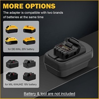 Adaptor Baterai untuk Dewalt 20V ke 12V untuk DCB200 20V & untuk Baterai Milwaukee M-18 18V Dikonversi menjadi untuk Peralatan Tanpa Kabel Dewalt 12V