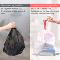 Sacs poubelles écologiques biodégradables durables avec poignée et cordon de serrage en matériau HDPE/LDPE/amidon de maïs personnalisables