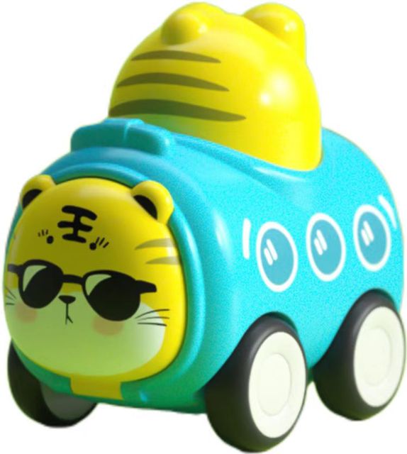 Mini Cartoon Animal Interactive Whistles Train Baby Inertia Car Toys with Press Push Feature Friction Face Changing Toy