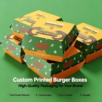 Boîte à hamburger jetable en papier kraft avec impression de logo personnalisée, options multidimensionnelles, pour projet d'emballage de marque de restauration rapide