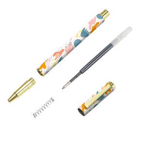 Fabrikverkauf Geschenkstifte für Mädchen, mit vollflächigem Druck, kundenspezifisches Design, floraler und goldener Metall-Gelschreiber mit Logo, Bolt-Action-Stift, OEM - Product Image 4