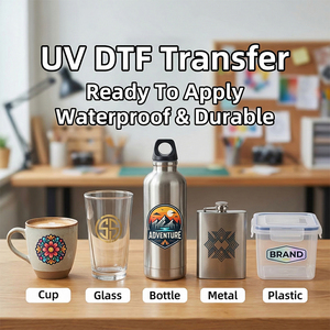 High Adhesion UV Dtf Cup Wraps Customized Uv <strong>Transfer</strong> Sticker Cup Decal Bundle Waterproof Crystal UV Dtf Sticker for 16Oz Glass - Product Image 2