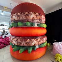 Modèle de hamburger d'affaires à gonflage rapide avec ventilateur haute puissance, ballon de burger gonflable de festival alimentaire pour la publicité