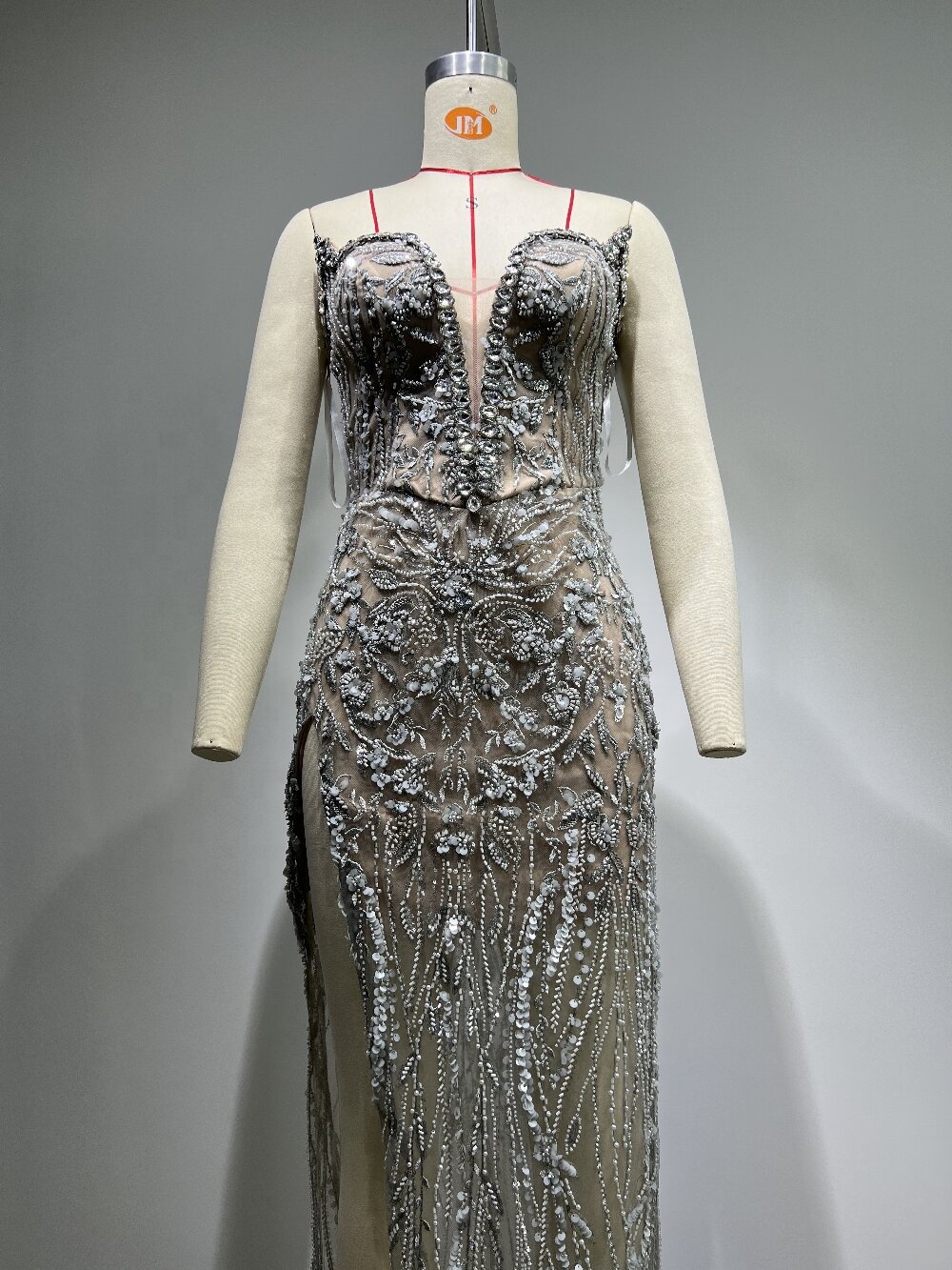 sachin and babi light blue dress Metallic Strapless Gown