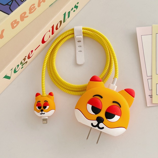 Cute Zoo Cartoon Silicone Charger Cover Universal Phone Charger Protector Anti Scratch