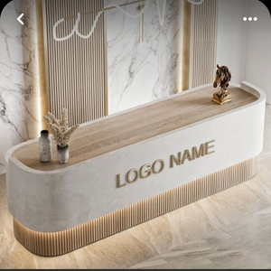 वाणिज्यिक फर्नीचर फ्रंट टेबल लक्जरी गुलाबी सफेद सोने के रिसेप्शन डेस्क कार्यालय भवन अनुप्रयोग रिसेप्शन डेस्क - Product Image 5