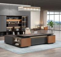 Bureau de direction moderne de luxe, nouveau design, éclairage LED, mobilier de bureau durable, fonctionnalités convertibles