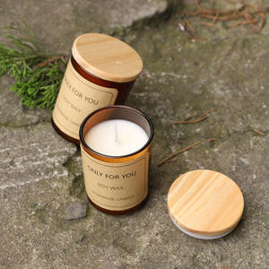 AIKUN Bougies en verre décoratives artisanales de haute qualité, personnalisées, senteurs d'automne, bougies en cire de soja parfumées bio avec couvercle en bois - Product Image 6