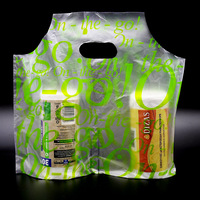 Sacs à poignée personnalisés en plastique pour restaurants, supermarchés, sacs de courses, sacs alimentaires à emporter en PE pour boissons, impression par gravure, bière