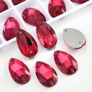 OLeeya Fuchsia Sewing Crystals Teardrop Rivoli Navette Shapes Flat Back Gemstones Glass Sew on Rhinestones for <b>Dance</b> <b>Dresses</b> - Product Image 4
