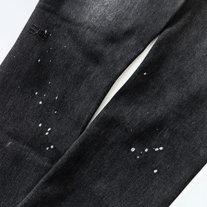 Skinny Washed Black Premium Stretch Cotton Denim Trashing Repair Patches Mid Rise Slim Fit Denim Jean con etiqueta de bolsillo trasero - Product Image 5