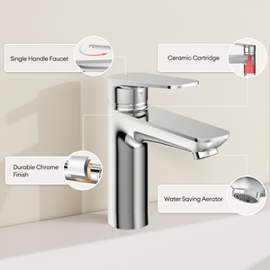 Grifo de Lavabo JOMOO de Alta Calidad <span class=keywords><strong>H2</strong></span>, Monomando, Monotroquel, Cromado, Grifo Mezclador para Baño, Ahorrador de Agua con Burbujeador - Product Image 2