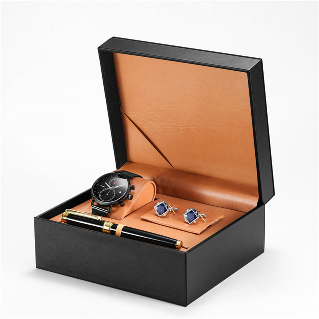Display Male Quartz Wristwatch Gift Sets With Box OEM Luxury Fashion S9710G Waterproof Men Watch Set