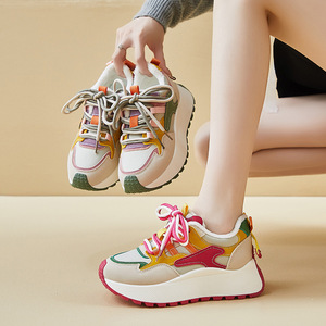 2024 Winter Plush Breathable Mesh Casual Shoes Trendy Thick Soled Old <strong>Daddy</strong> Shoes Women Elevated Sports Shoes - Product Image 1