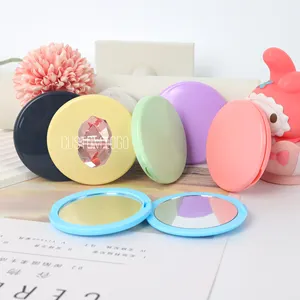 Personalised Fashionable Mirror Round Plastic Double side Fold Portable Makeup round compact mirror