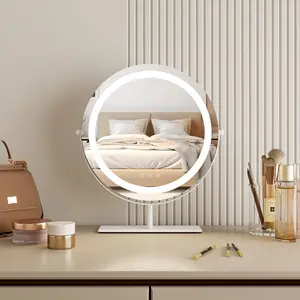 Xách tay thắp sáng mờ và màu sắc Máy tính để bàn Bàn tròn vẻ đẹp Vanity với đèn LED mỹ phẩm bảng gương