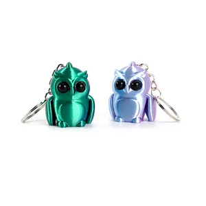 Porte-clés hibou imprimé en 3D 2026, figurine réaliste et colorée, jouet articulé anti-stress, pendentif pour sac, modèle animal - Product Image 3