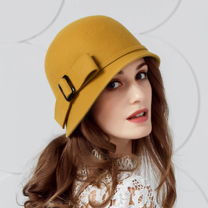 KDS111748 Béret pour femme en laine 100% peluche, broderie, nœud papillon, dentelle, design d'hiver, voyage en plein air, fête, chapeau décontracté, 56-58CM - Product Image 1