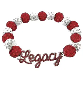 Pulseras de cuentas de arcilla de regalo de lujo con diamantes de imitación rojos personalizados Sorority pulsera Legacy personalizada