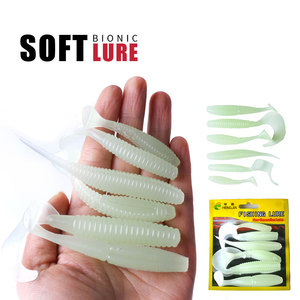Vente en gros SO039 6 pièces/sac Appâts artificiels lumineux en plastique souple de 6 formes différentes, leurres de pêche phosphorescents pour la nuit - Product Image 6
