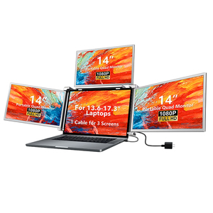 Nuovo arrivo 2025 prodotti 14 pollici Ips triplo schermo un cavo Usb c collegamento portatile quadruplo <span class=keywords><strong>Monitor</strong></span> per computer portatile - Product Image 1