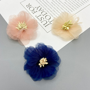 Flores de tul hechas a mano en 3D estilo coreano de 10 cm, accesorios para el cabello, sombreros, zapatos, decoraciones de ropa, uso diario - Product Image 4