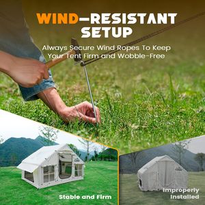 เต็นท์ลมสำหรับตั้งแคมป์พร้อมปั๊มมือ ติดตั้งง่าย กันน้ำ ป้องกันรังสียูวี เต็นท์แบบเคบินผ้าอ๊อกซ์ฟอร์ดสำหรับทุกฤดู - Product Image 5