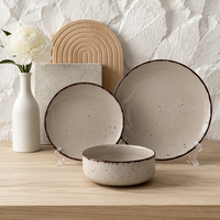 Service de table en porcelaine vintage de luxe personnalisable, 12 ou 16 pièces, avec glaçure réactive bleue, comprenant assiettes, bols et tasses