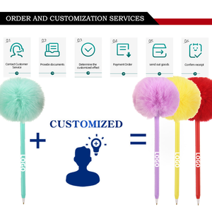 Stylos à bille en plastique à encre noire 0,5 mm Kawaii en gros, design en forme de cœur en peluche avec pompon pour <span class=keywords><strong>les</strong></span> promotions de bureau et scolaires - Product Image 4