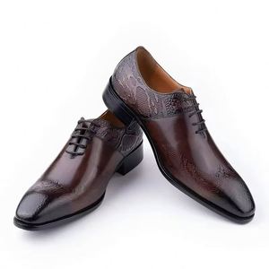 Zapatos de Cuero Formales de Negocios para Hombre, Zapatos de Vestir Hechos a Mano de Lujo para Boda, Oficina, Transpirables, para Primavera, Verano y Otoño - Product Image 1