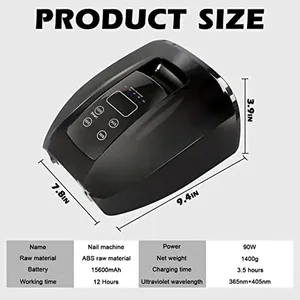 Lampe à ongles rechargeable 90W avec base miroir, lumière LED sans fil pour ongles en acrylique, machine de manucure, lampe UV LED sans fil pour ongles - Product Image 2
