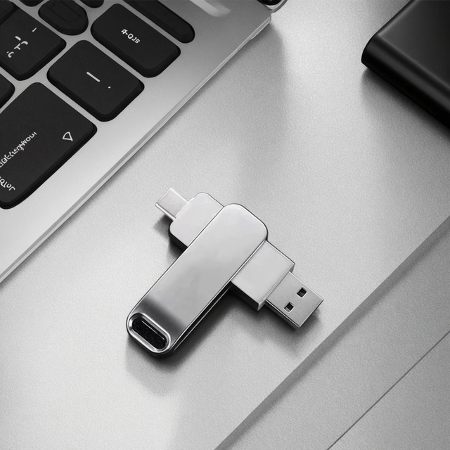 New Dual-Port Rotating Metal Flash Drive-Type C and USB OTG 4GB 8GB 16GB 32GB 64GB 128GB Usb Flash Drives