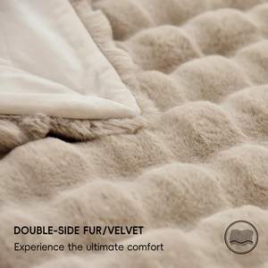 PHFラグジュアリーフェイクロウサギの毛皮ブランケットツインサイズ超ソフトふわふわぬいぐるみ居心地の良い暖かいバブルブランケット秋冬60X80 - Product Image 6