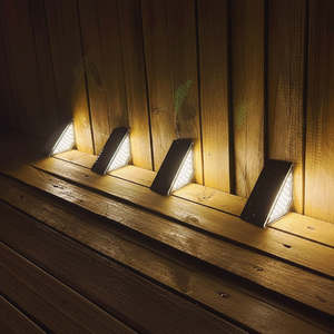 Lampe solaire triangulaire <span class=keywords><strong>LED</strong></span> TSINYE pour marches, lumière chaude, éclairage solaire <span class=keywords><strong>LED</strong></span> pour l'extérieur, décoration pour terrasse, marches d'entrée, jardin - Product Image 5