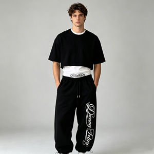 Pantalon de jogging ample et large pour homme, imprimé, coupe <span class=keywords><strong>banane</strong></span>, style Hip <span class=keywords><strong>Hop</strong></span>, en tissu French Terry, taille élastique double. - Product Image 4