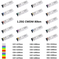 Transceptor Óptico SFP CWDM de 1.25G, 80km, 1270-1610nm, C27-C61, Dúplex LC, DDM, Gigabit, Módulo SFP Genérico Compatible