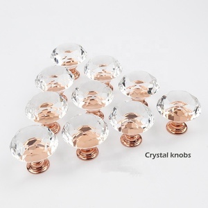 CX713 الزجاج الكريستال الأجهزة روز الذهب الماس والمجوهرات مربع المقابض - Product Image 4
