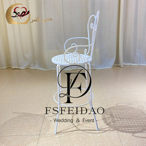 White Metal High Chair for <b>Bar</b> <b>Table</b> Wedding Events Banquet Furniture Use - Product Image 2