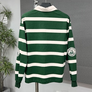 QIANSHI Vente en gros de t-shirts surdimensionnés en molleton rayé personnalisés, broderie, <span class=keywords><strong>poids</strong></span> lourd, 300 g/m², <span class=keywords><strong>polo</strong></span> à manches longues thermique - Product Image 2
