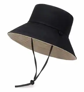 BSBH personalizzato impermeabile stampato cappelli a secchiello foglia modelli solidi Casual uso quotidiano all'ingrosso cappello a secchiello in poliestere con stringa