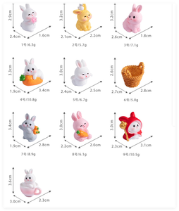 Figurine de lapin miniature en résine mignonne, gris et blanc, avec panier de rangement, tasse, <span class=keywords><strong>oiseau</strong></span>, carotte, lapin magique, dessin animé, objet de collection - Product Image 2