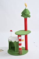 Arbre à chat de Noël avec condo, poteaux à gratter en sisal, mobilier interactif pour chat, centre d'activités