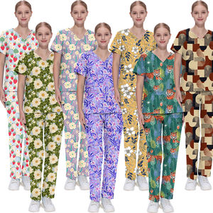 Personalizado Australiano Estiramiento Transpirable Impreso Doctor Estampado floral personalizado Tallas grandes Hospital quirúrgico Impreso Scrub Set - Product Image 3