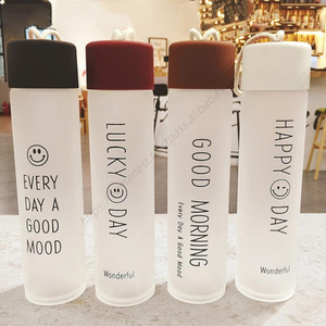 Botella de vidrio esmerilado SQ121 al por mayor, a la moda, sellada, con asa de cuerda para exteriores, transparente, portátil, para agua. - Product Image 1