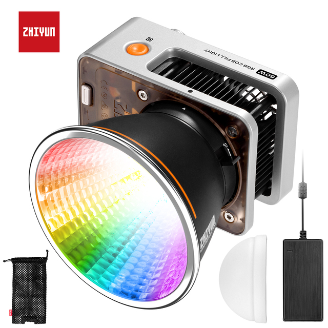 ZHIYUN MOLUS X60RGB 60W COB LED Video Light Adjustable Color Temperature 2700-6500K App Control CRI 95+ Portable Lighting