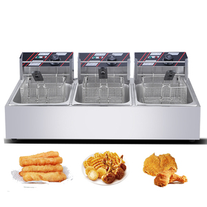 Freidora Eléctrica Comercial de Gran Capacidad 6L+6L+6L con 3 Tanques y 3 Cestas, Precio Mayorista Profesional para Snacks - Product Image 1