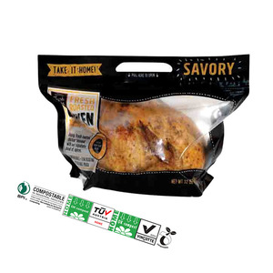 Custom printing resealable zipper microwavable plastic fresh packaging hot grill roasted chicken packing frozen food bags
