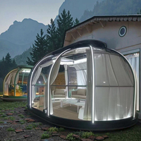 Dôme Hémisphérique Transparent Moderne de Style Mid-Century pour Extérieur, Tente Conteneur en Polycarbonate avec Porte Coulissante en Aluminium, Garantie 10 Ans
