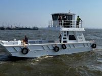 Bateau de travail à double pont en aluminium de 40 pieds (12 m) avec cabine, barge à vendre